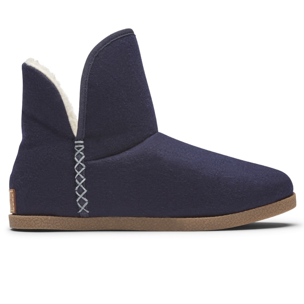 Rockport Trutech Veda Faux Fur Lined Slipper Boots in Navy Women’s 6M NWT NIB